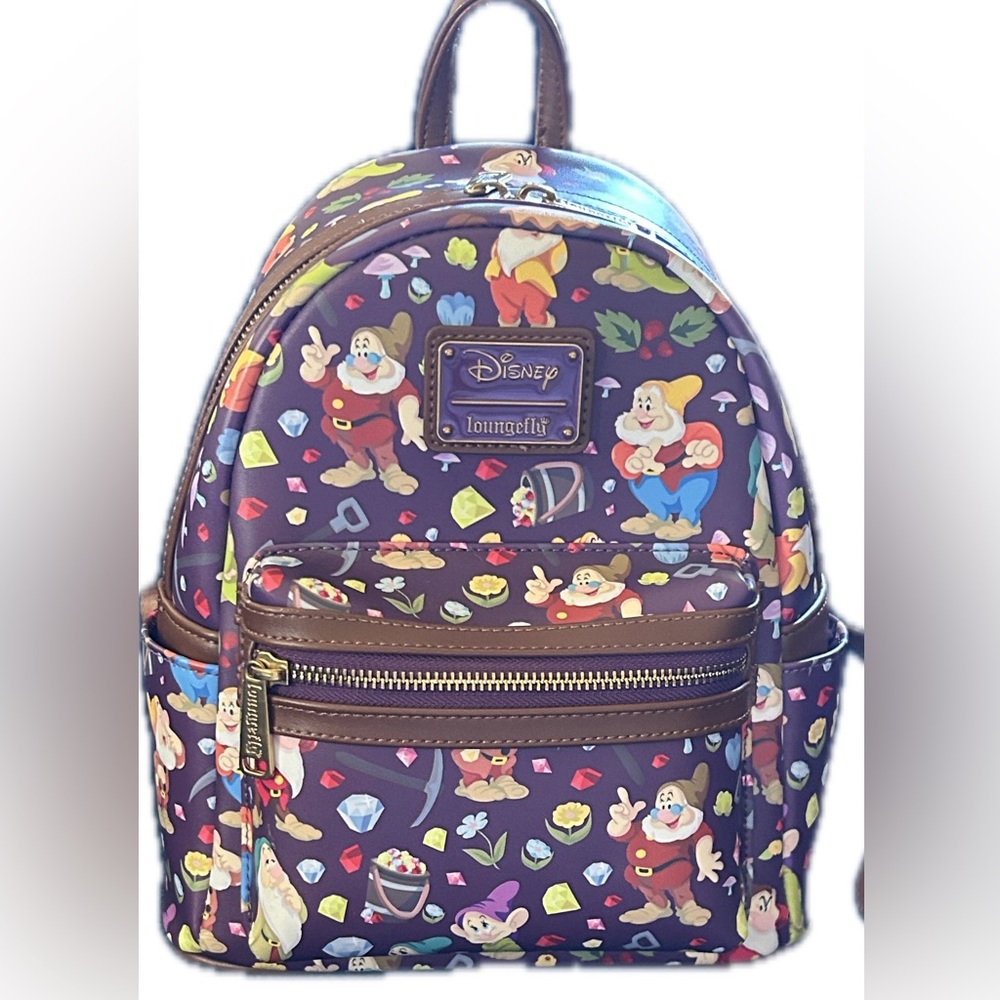 Loungefly Disney Snow White Seven Dwarfs Mini Backpack Purple EUC 💎